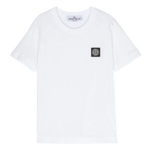 Stone Island White Tee with Black Logo Patch